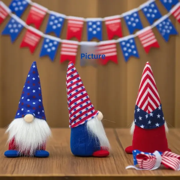 Wholesale 71 Decoration Statue Home Decoration Striped Five-Star Hat Standing Doll Dwarf Toy American National Day Decoration