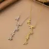 Wholesale Flowers Inlay Necklace For Women With 18K Real Gold Plated Copper And Artificial Rhinestones, Featuring Water Plating And Cable Chain