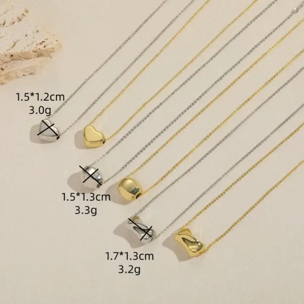 Wholesale New Fashion Simple Geometric Smooth Daily Versatile Petite Heart-Shaped 14K Gold-Plated Collarbone Chain Women's Necklace