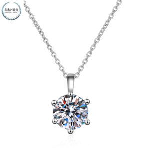 oly-55fe11f613b2510f60cf802888bff920 Wholesale Live Hot Sale Moissanite Necklace 18K Gold Classic Six Claw 2 Karat Necklace Simple Small Fresh Necklace Women