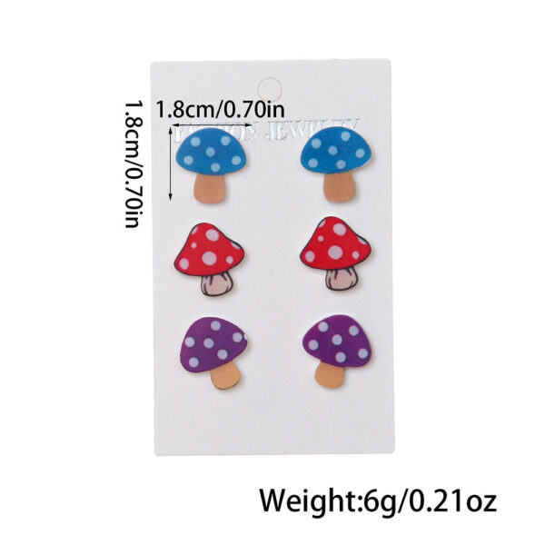 Wholesale 3-piece Creative Mushroom Earrings Handmade Multicolor Polo Mushroom Umbrella Skirt Pendant Acrylic Earrings
