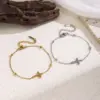 Wholesale Three-dimensional Geometric Bracelets For Women With 304 Stainless Steel Pendant And Glass Inlay Featuring O Chain