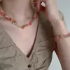 Wholesale Romantic Ice Cream Necklace For Women With Waterproof Non Tarnish Natural Stone And Handmade Chain In Coffer Color