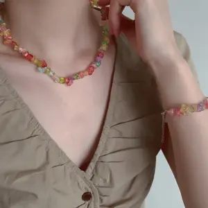 oly-56160c1548b0cfb549e026cd51e3ed0b Wholesale Romantic Ice Cream Necklace For Women With Waterproof Non Tarnish Natural Stone And Handmade Chain In Coffer Color