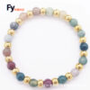 Wholesale Cross border 6mm stainless steel beaded bracelet glass stone round bead bracelet diy elastic rope bracelet stretch hand