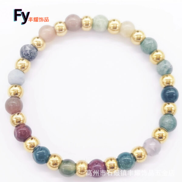 Wholesale Cross border 6mm stainless steel beaded bracelet glass stone round bead bracelet diy elastic rope bracelet stretch hand