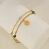 Wholesale Two-layer Simple Gold-plated 18K Sun Pendant Bracelet For Women, Simple Design Adjustable Clasp Wrist Accessory
