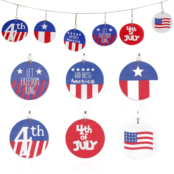 oly-563d66dc46dea33339003bceae8cca14 Wholesale American Flag Wooden Hanging Ornaments For Independence Day Party, 6 Pieces
