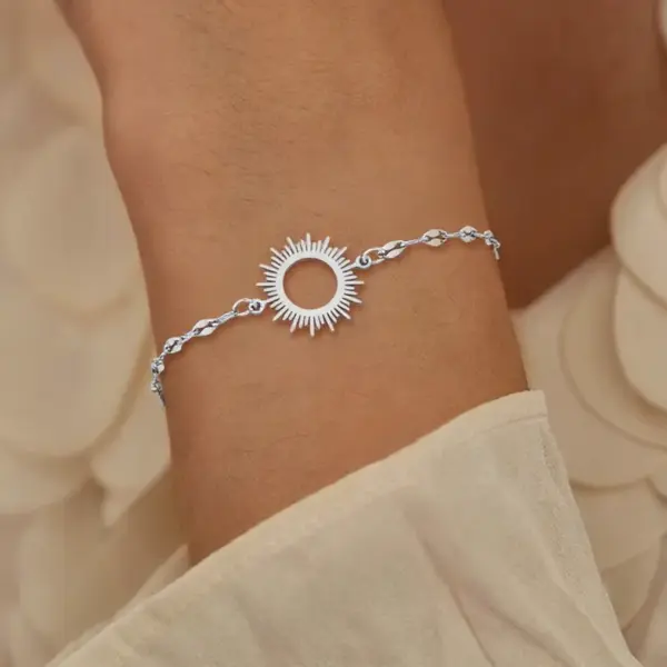 Wholesale Classic Sun Shape Stainless Steel Bracelet In Gold And Silver For Women Elegant Simple Style With Lobster Clasp Daily Use