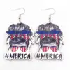 Wholesale Independence Day USA Rainbow Blue Glitter Earrings July 4th Festival Jewelry Women's Acrylic Geometric Animal Cartoon Earrings