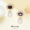 Wholesale Flowers Stud Earrings For Women With Copper Bezel Setting And Zircon Inlay, Featuring 925 Sterling Silver Posts