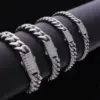 Wholesale Hip Hop Style Cuban Link Bracelet Full Drill 18K Gold Plated Stainless Steel Personalized Fashion Jewelry For Men And Women