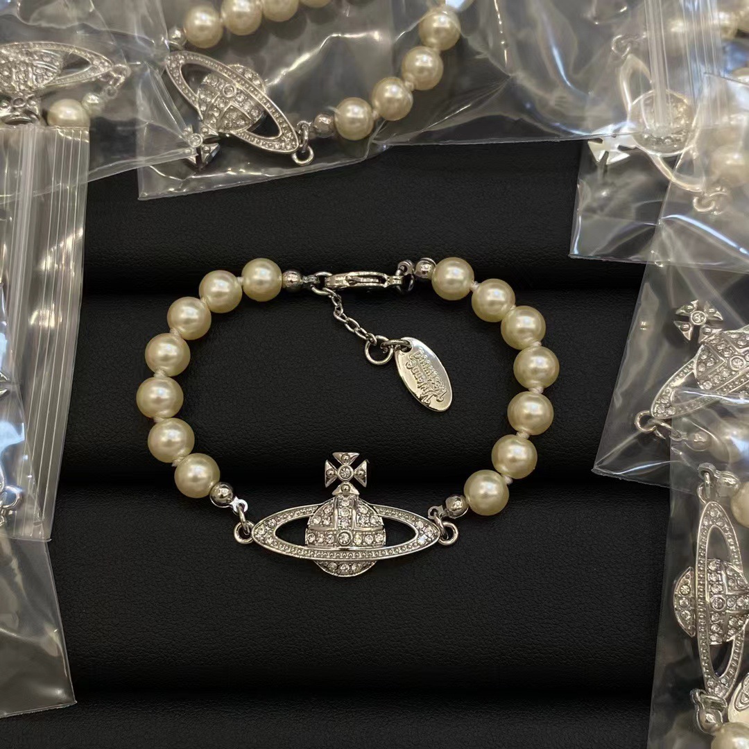 Wholesale Empress Dowager Saturn Bracelet High Version Classic Saturn Diamond Pearl Bracelet Light Luxury All-match Pearl Bracelet