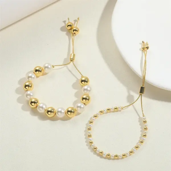 Wholesale Copper 14K Gold Plated White Gold Plated Vintage Style Round Bracelets