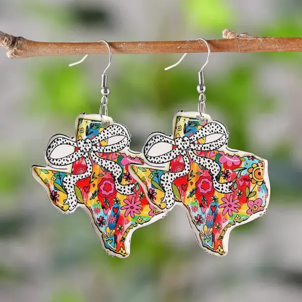 Wholesale Retro Map Print Acrylic Drop Earrings For Women With 304 Stainless Steel Ear Pins