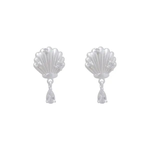 Wholesale 925 Silver Needle Shell Element Drop Earrings Luxury Minimalist Design Commute High-End Feelings Women's Geometric Pattern