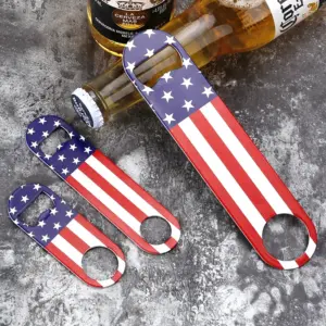 Wholesale American Flag Beer Bottle Opener All Steel Material UV Color Printing Bottle Opener Wine Bottle Opener Retro Grid