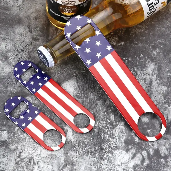 Wholesale American Flag Beer Bottle Opener All Steel Material UV Color Printing Bottle Opener Wine Bottle Opener Retro Grid