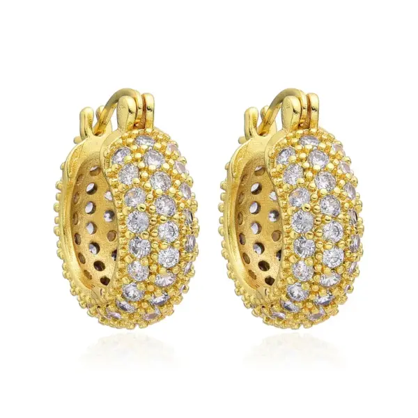 Wholesale 1 Pair Streetwear Leaves Plating Inlay Copper Zircon Hoop Earrings