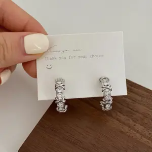 A-140 Cross Sparkling Full Rhinestone Silver Earrings
