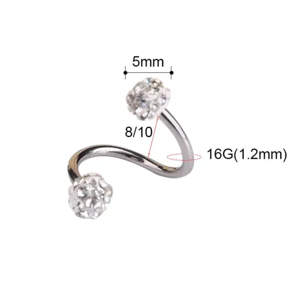 Wholesale Stainless Steel 16G Double Head Full Drill Mud Ball Ear Studs Bone Studs Piercing Decorations Geometric Pattern Unisex