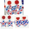 Wholesale Acrylic Floral Bohemian Earrings American Style Sensory Light Summer Independent Day Patriotic Wave Boho Geometric Pattern Women