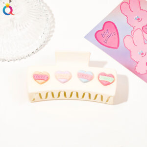 Valentine's Day hairpin-square heart beige / Qiyue factory direct sales