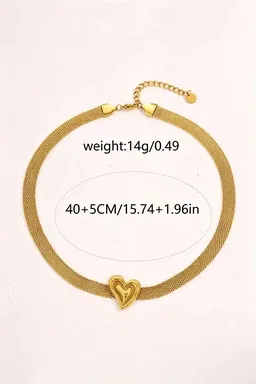 Wholesale Heart Shape Necklace For Women With Waterproof Non Tarnish 18K Real Gold Plated 304 Stainless Steel Featuring Electroplated Snake Chain