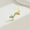 Wholesale Dragonfly Stud Earrings For Women With Claw Setting, 304 Stainless Steel, PVD Coated And 18K Real Gold Plated, Featuring Zircon Inlay