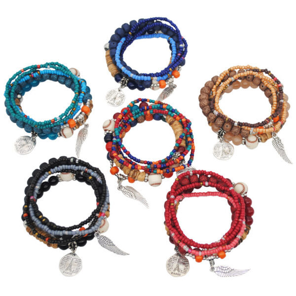 oly-56e65e07a1c30f1a9c5194a24f61e99e Wholesale Fashion Color Bohemian Ethnic Style Bracelet Women’s Multi-layer Elastic Rice Beads Jewelry