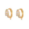 Wholesale Geometric Earrings For Women With Copper Posts, 14K Real Gold Plated Bezel Setting And Zircon Inlay