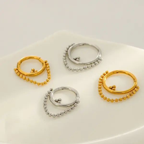 Wholesale 316 Stainless Steel Gold Plated Vacuum Electroplating (In Furnace) Gold Steel Color Geometric Handmade Unisex Piercing Lip Stud