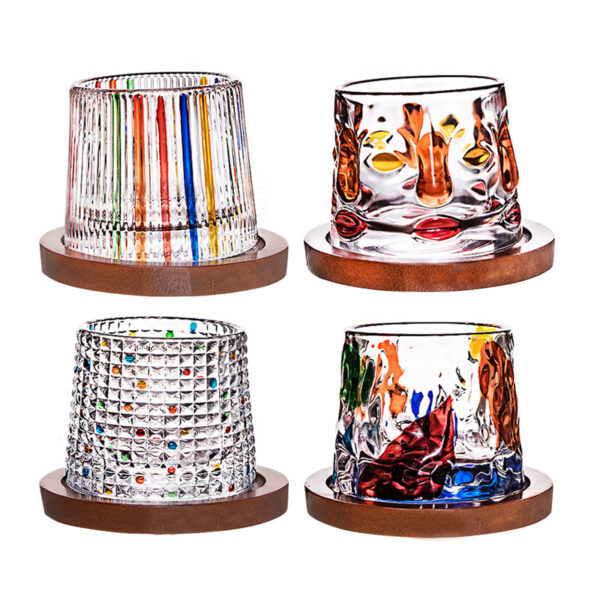 oly-56f1911a6c002af20616cddf35ebce3e Wholesale Creative Rotating Glass with Base, Artificial Hand-Painted Whiskey Glass, Bar Decompression Wine Glass, Rotating Cup