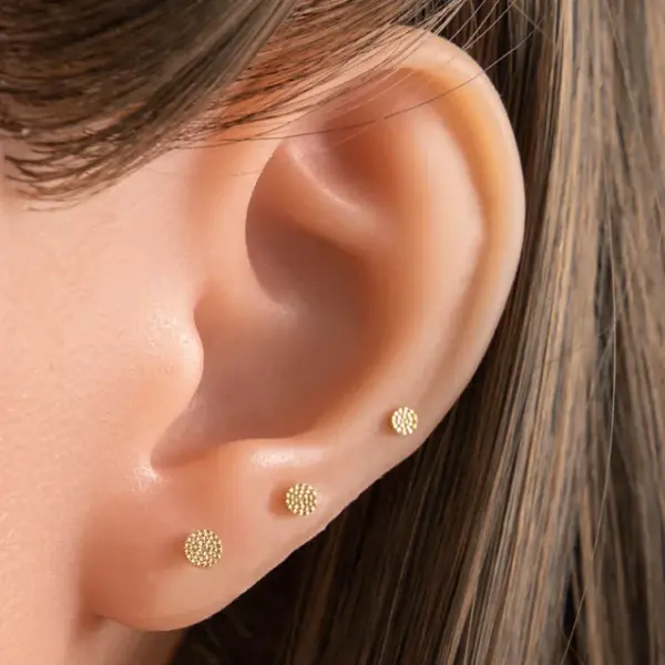 Wholesale G23/F136 Titanium Alloy Round Disc Ear Bone Stud Internal Thread Screw Lip Stud Rod Cartilage Piercing Ear Jewelry Geometric 18K Gold Plated