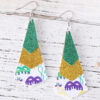 Wholesale  carnival green yellow purple sequins glitter 3 layer PU leather pendant earrings fashion carnival earrings
