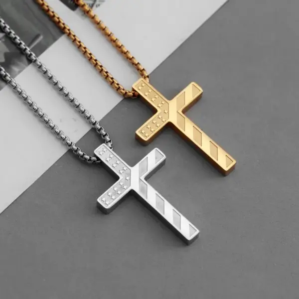 Wholesale Hip-Hop Style Cross Necklace For Men And Women, Made Of Durable Titanium Steel In Silver