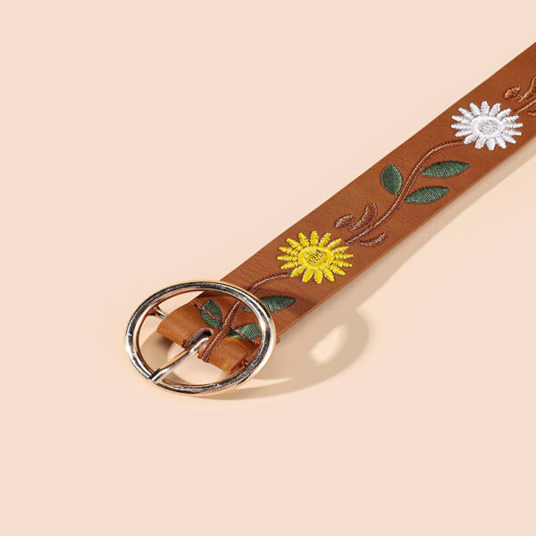 oly-570fe7a8b9a9d8b4433d746c9ab92494 Wholesale Belt for Women with Chrysanthemum Embroidered Bottom Round Buckle 2.7 Versatile Fashion Personalized Factory Direct Supply Casual and Versatile