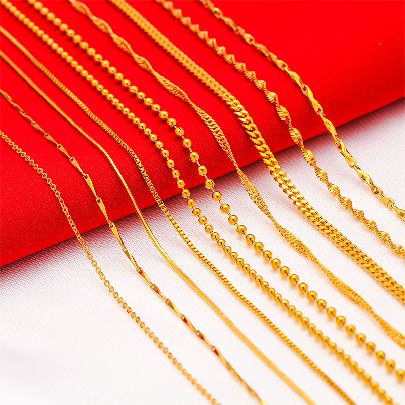 Wholesale Vietnam gold-plated necklace women's necklace water wave necklace snake bone necklace box necklace O-word necklace