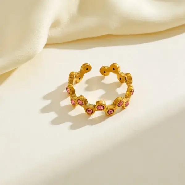 Wholesale PVD Coated Real Gold Plated C Shape 304 Stainless Steel IG Style Waterproof Non Tarnish Open Rings