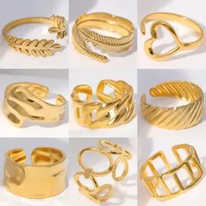 Wholesale Jewelry Fashion Geometric 304 Stainless Steel 18K Gold Plated Plating Stainless Steel Rings