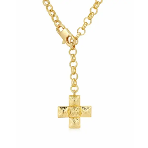 Wholesale Titanium Steel 18k Gold Plated Retro Cross Plating Pendant Necklace