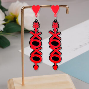 Wholesale 2024 New Valentine's Day European and American Cross-Border Fashion Festive Red Acrylic Peach Heart Letter Love Confession Personality