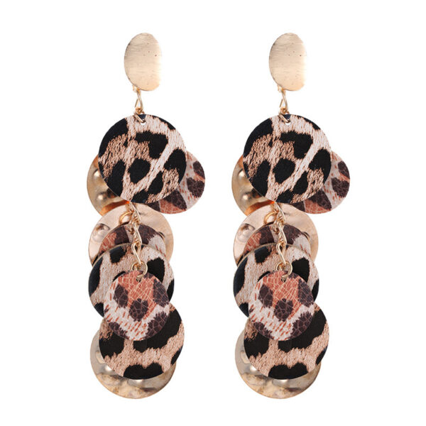 Wholesale Women's long leopard print sexy exaggerated earrings ins style niche design earrings jewelry