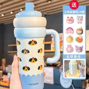 （ ☆ 316 stainless steel ceramic covered liner ● Tea and water separation) blue 750ml + [8 doll stickers + stickers + cup brush] / 750ml