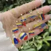 Wholesale Unisex National Flag Enamel Pendant Necklace With 18K Real Gold Plated Copper And PVD Coated Foxtail Chain