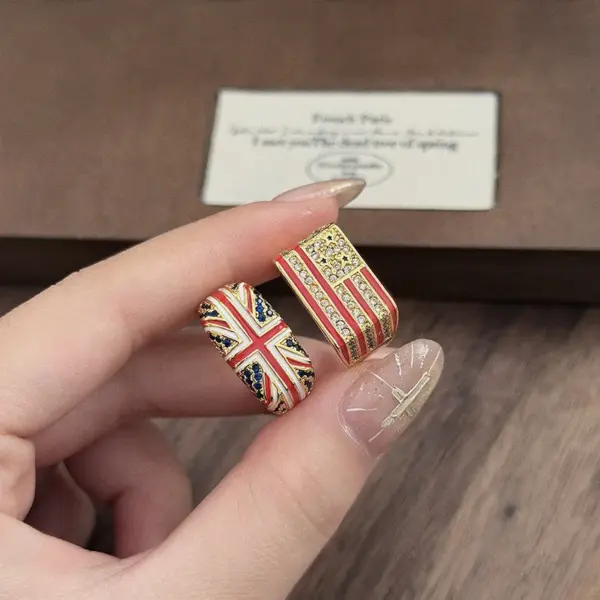 oly-574f8f8c7d6a05441d8160700ff035df Wholesale Vintage Checkered Enamel Zircon British Flag Open Ring Stackable Ring Women's Street Fashion Jewelry