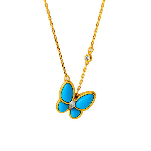 Wholesale Copper blue butterfly necklace, earrings, clavicle chain