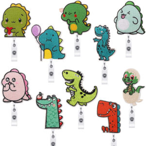 Wholesale Xiaotian little dinosaur easy-pull buckle embroidery cloth stickers crocodile clip cartoon dinosaur patch stickers computer embroidery label Easy-pull