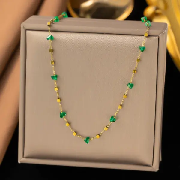 Wholesale PVD Coated Real Gold Plated Geometric Titanium Steel Elegant Simple Style Waterproof Non Tarnish Titanium Steel Pendant Necklace