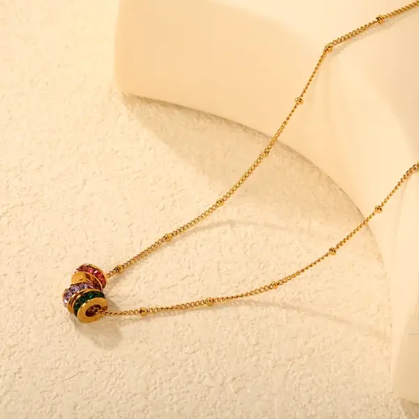 Wholesale Geometric Necklace For Women With Rhinestone Pendant, Electroplated 304 Stainless Steel Design